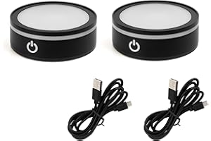 vskikris ‌Crystal Display Light Base - 6-Color Adjustable ABS Platform for 3D Art & Festive Tabletop Decor (2.68in, 7oz) Set of 2