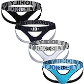 JOKDEILY Men's Athletic Supporters Jockstrap 4-Pack Cotton Wide Waistband Active Underwear