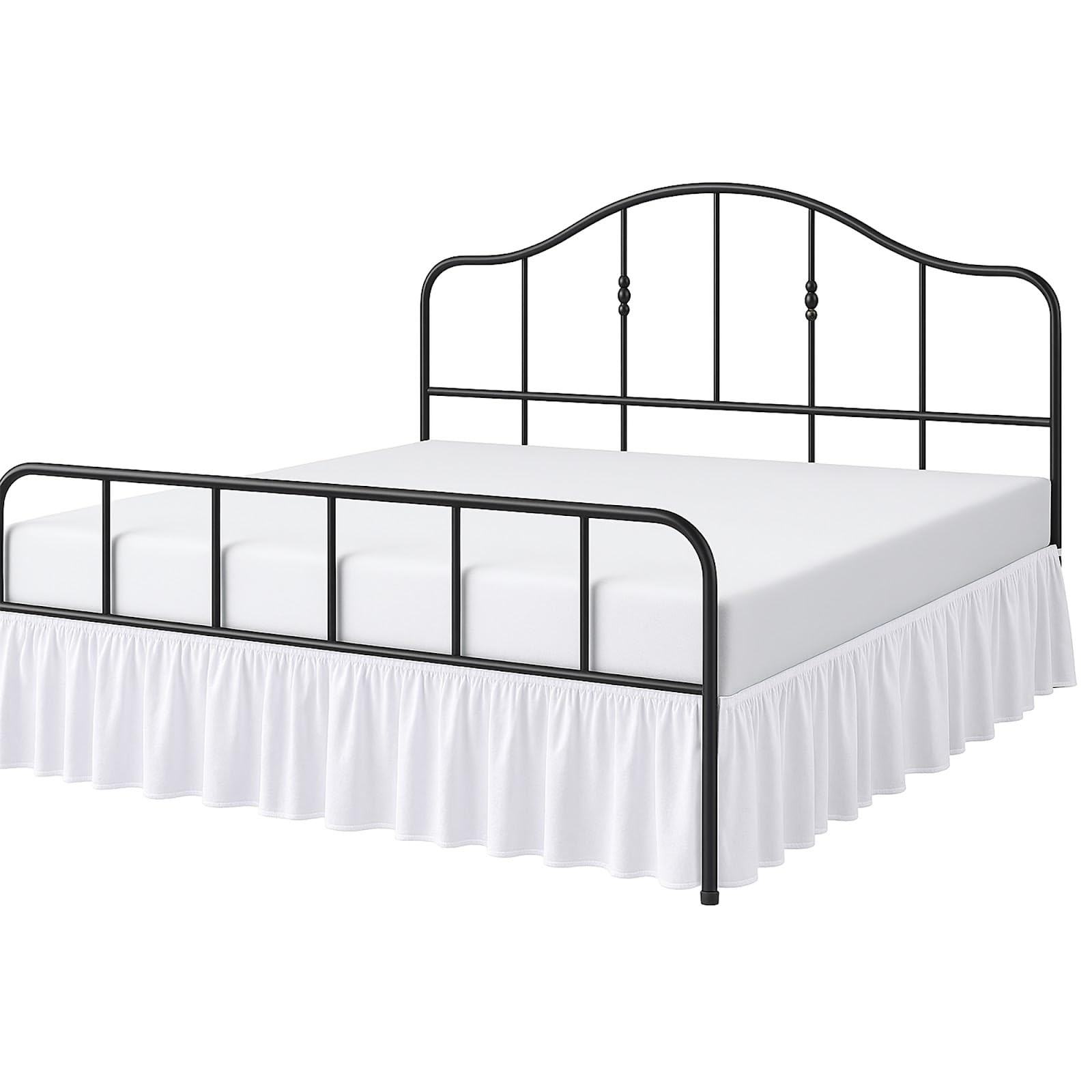 Photo 1 of Cottington Lane Ruffled Bed Skirt King Size with Split Corner, Brushed Microfiber Hotel Quality White Dust Ruffle, 14 Inch Drop Gathered Bedskirt, Soft and Stylish, Shrinkage and Fade Resistant