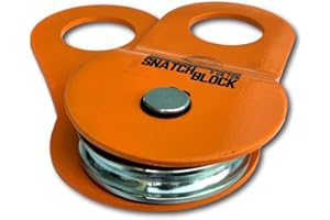GA GEARAMERICA GearAmerica Winch Snatch Block Pulley, 9 US Ton (18,000 Lbs) Heavy Duty Block and Tackle Pulley for Synthetic Rope or Steel Cable, Recovery Accessory for Truck, Tractor, ATV, UTV - 1 Pack, Orange