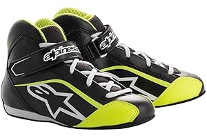 Alpinestars 2712518-125-12.5 Tech 1- K S Youth Shoes, Black/White/Yellow Fluorescent, Size 12.5