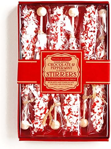 White Chocolate Peppermint Hot Cocoa Stirrer Gift Set (2 Unit Per Order) - Perfect Christmas Gift for the Holidays