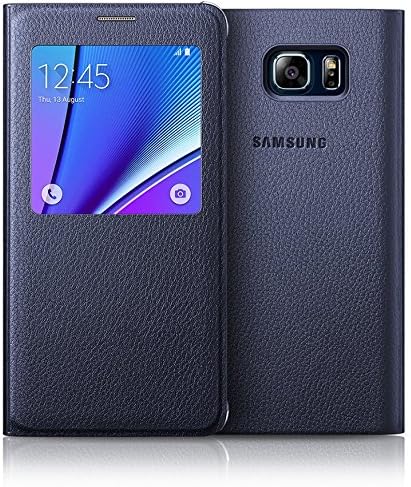 Samsung S-View Flip Cover Folio Case for Samsung Galaxy Note 5 - Retail Packaging - Black Sapphire