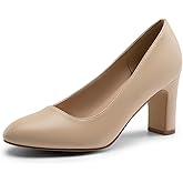 DREAM PAIRS Women's Block Heel Rounded Toe Pumps