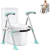 Toilet Safety Rails for Seniors &ndash; Heavy Duty Adjustable Toilet Safety Frame, Toilet Grab Bars for Seniors &amp; Elderly, Toilet Handles for Disabled with Non-Slip Grip, Stand Up Assist Rails for Home Care