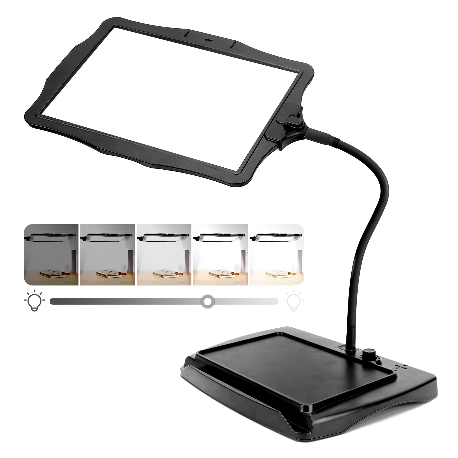 10x Large Magnifying Glass with Light and Stand, 50 Led Beads Brightness Adjustable Gooseneck Magnifying Desk Lamp, Large Page Magnifier for Reading, Sewing, Crafts