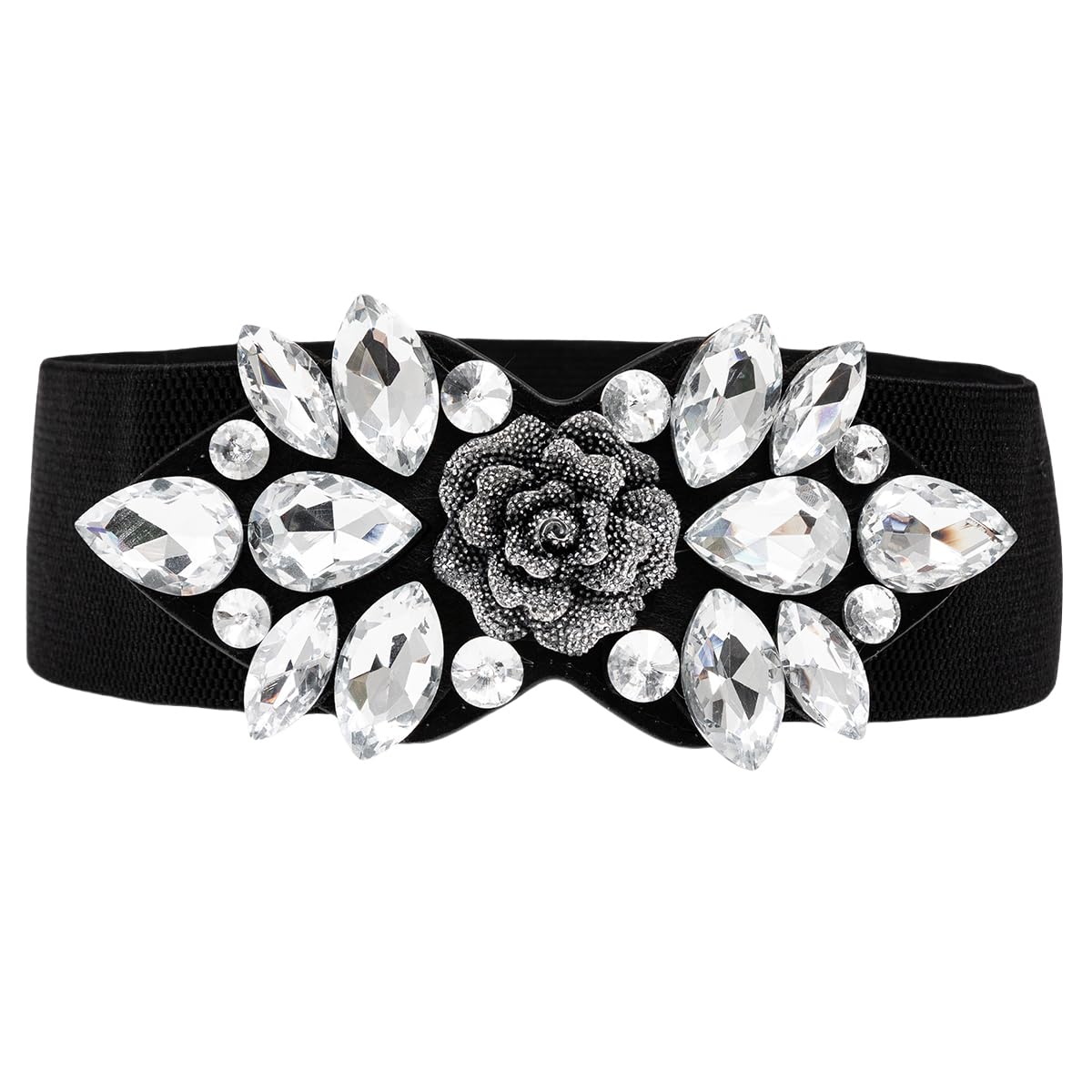 7547 Women\'s Rhinestone Elastic Belt Crystal Stretchy Wide For Dresses Choleeki Stretchy Rhinestone Wide Belt Elastic Crystal Thick  main image 4
