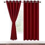 DWCN Red Blackout Curtains 2 Panels 66x54 Eyelet Thermal Insulated view 1