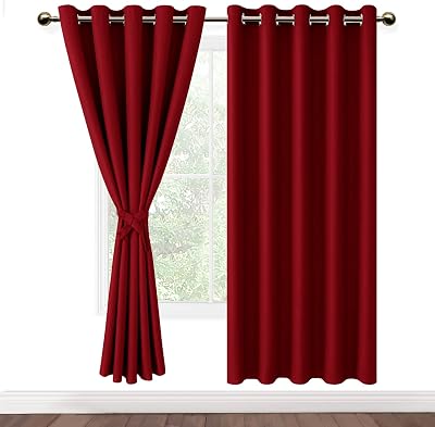 DWCN Red Blackout Curtains 2 Panels 66x54 Eyelet Thermal Insulated