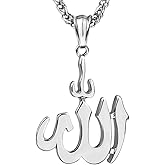 FIZIZDH Islamic Muslim Jewelry Stainless Steel Big Allah Necklace for Men Women