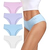 coskefy Womens Underwear Cotton Hipster Panties Soft Stretch Ladies Cheeky Bikini Briefs 4 Pack