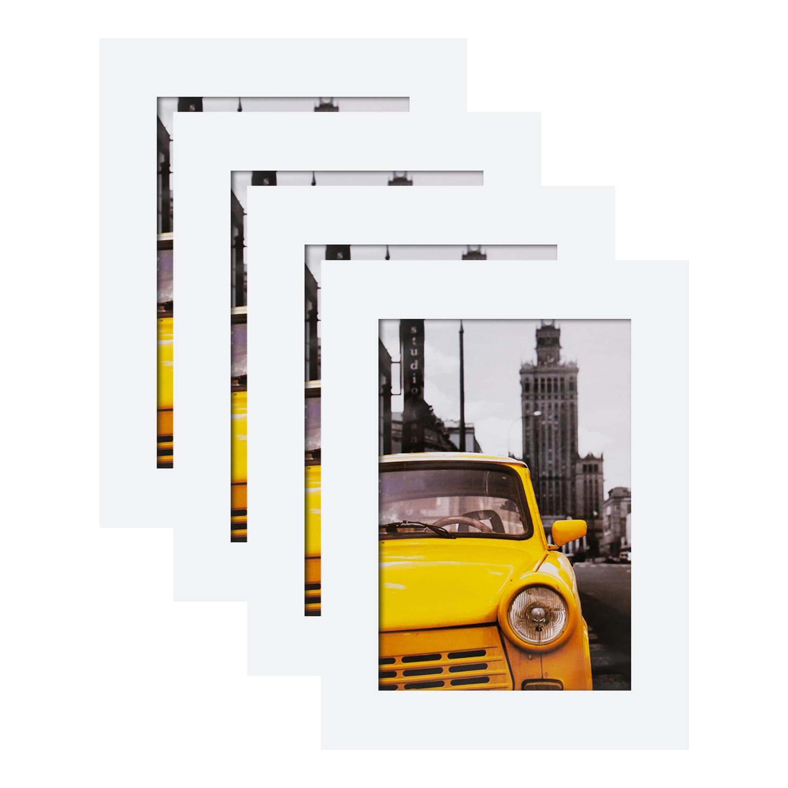 EGOFINE 5x3.5 Photo Frames Set of 4, 100% Solid Wood Frames with Acrylic Glass, 5x3.5 Picture Frames for Tabletop and Wall Mounting, 9 x 12.7 cm Small frames for Printing,White — image 1