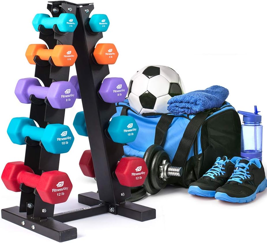 Fitness Alley Steel Dumbbell Rack - 5 Tier Weight Holder & 5 Tier Weight Rack Dumbbell Stand - Dumbbell Holder - Dumbbell Rack Stand - Weight Racks for Dumbbells : Sports & Outdoors