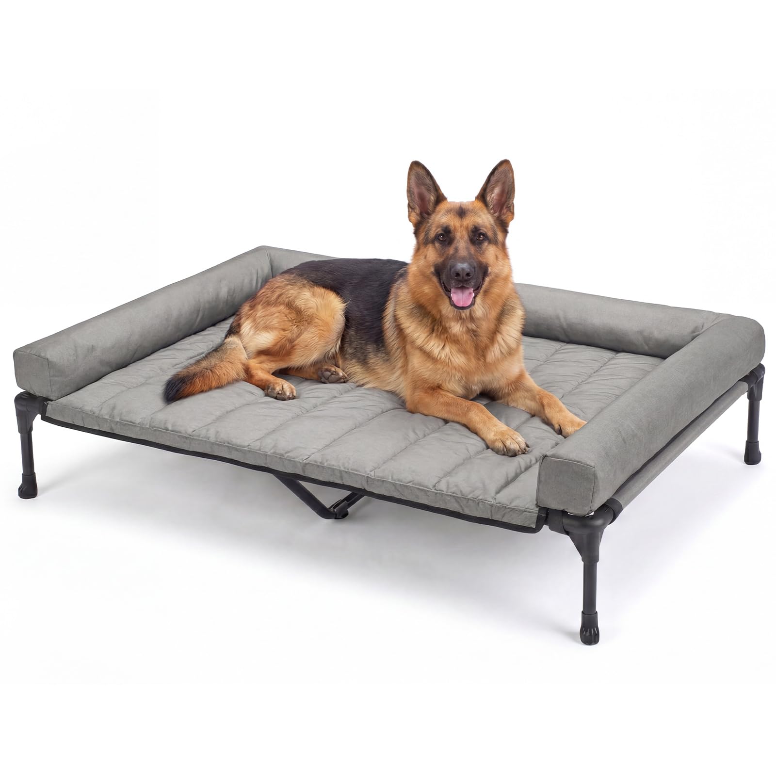 veehoo cooling elevated dog bed add removable waterproof bolster cushion mat, raised pet cot with br