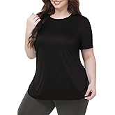baleaf Plus Size Workout Tops for Women Short Sleeve Loose Fit Shirts Crew Neck Quick Dry UPF50+ Athletic Gym Yoga