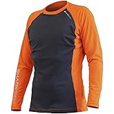 Sharkskin Rapid Dry Long Sleeve Top, Lightweight Swimsuit Top with Rash Guard and Sun Protection, Charcoal/Orange, 2X-Small