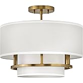 Hinkley Graham 38893LCB Medium Semi-Flush Mount Ceiling Light, Converts to Drum Chandelier, Welded Frame Between Faux Parchme