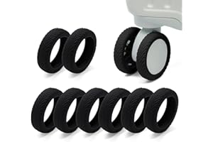 XYOFUN Luggage Wheel Covers - Silicone Protector Covers for 2.1-2.4 in Spinner Wheel Suitcases - Wear-Resistant, Anti-Noise (Black, 8)