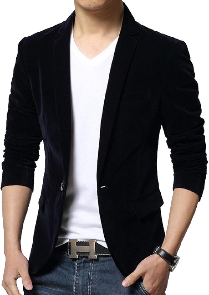 Yeokou Mens Casual Slim Winter Two Buttons Lapel Wool Blazers Sport Jacket Coat