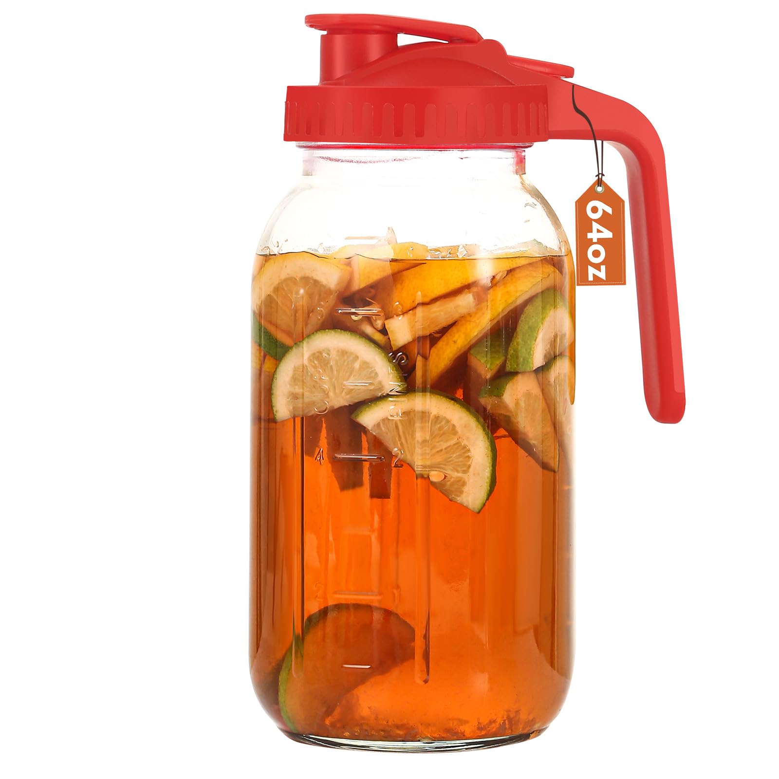 Photo 1 of ***MISSING LID****Mihlapi Glass Pitcher with Lid, 64 OZ Mason Jar Pitcher Double Leak Proof, 2 Quart Breast Milk Storage Containers for Fridge, Wide Mouth Glass Jar for Sun Tea, Juice, Cold Brew Coffee