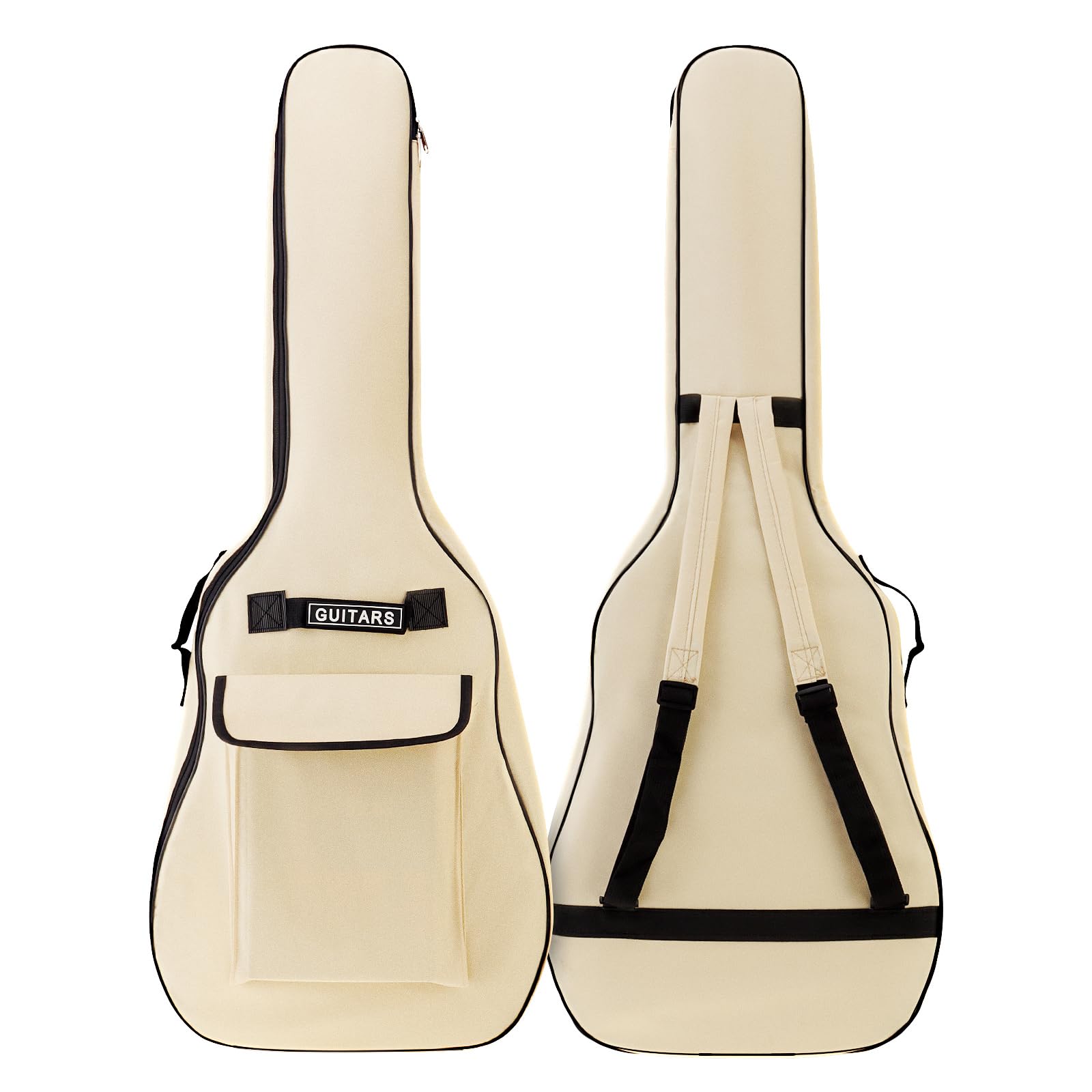MuzcYM 41 Inch Acoustic Guitar Bag, Guitar Bag Dual Adjustable Shoulder Strap Acoustic Guitar Gig Bag, Waterproof 5mm Sponge Padded Gig Bag Case (Beige)