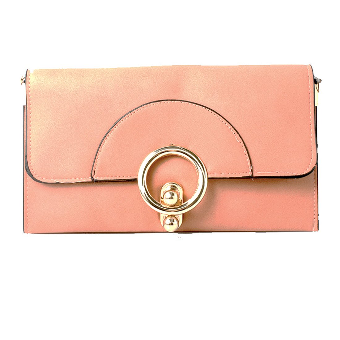 Womens Peach Envelope Clutch Bag With Gold Round Clasp Amazon.co.uk