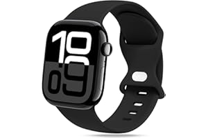 STG Sport Silicone Band Compatible with Apple Watch Band 40mm 41mm 42mm 44mm 45mm 46mm 49mm S/M M/L iWatch Ultra 2/Ultra Series 10/9/8/7/6/5/4 SE Women Men (44/45/46/49mm M/L, Black)
