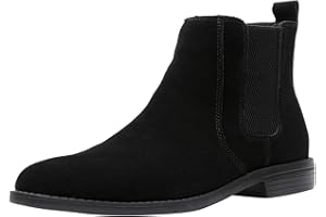 JIONS Men Chelsea Slip On Suede Boots Lightweight Leather Casual Dress Ankle Shoes