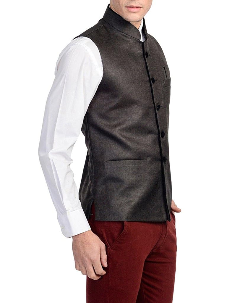 glamio men's regular fit waistcoat nehru jacket