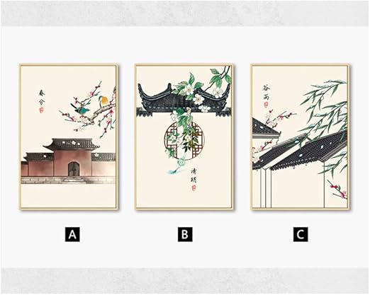 Huigefanbuhua Tinta China Tradicional Edificio Arte De La Pared