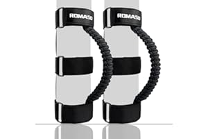 ROMASO Roll Bar Grab Handle for Jeep Wrangler,Grab Handle for Jeep Wrangler YJ TJ JK JL&Gladiator JT 1986-2025,Paracord Handles,Black,Pack of 2