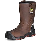 Work Boots for Men Cow Leather Safety Boot 8-inch Composite Toe Industrial Construction Boots for Oil,Gas,Mine