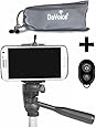 Cell Phone Tripod Adapter - Bluetooth Remote Control - Travel Bag - iPhone Tripod Mount SE 7 6S 6 Plus 5S 5C 5 4s 4, Galaxy S7 S6 S5 S4 S3 more Cell Phone Tripod Mount Clip Holder - DaVoice (Black)