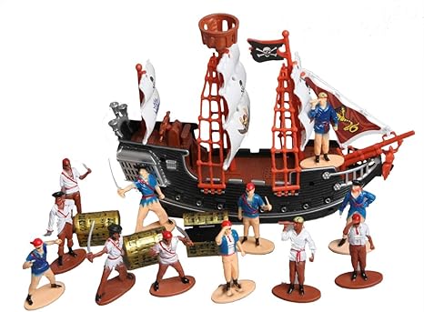 Amazon Com Toy Pirate Ship Figures And Mini Treasure Chests