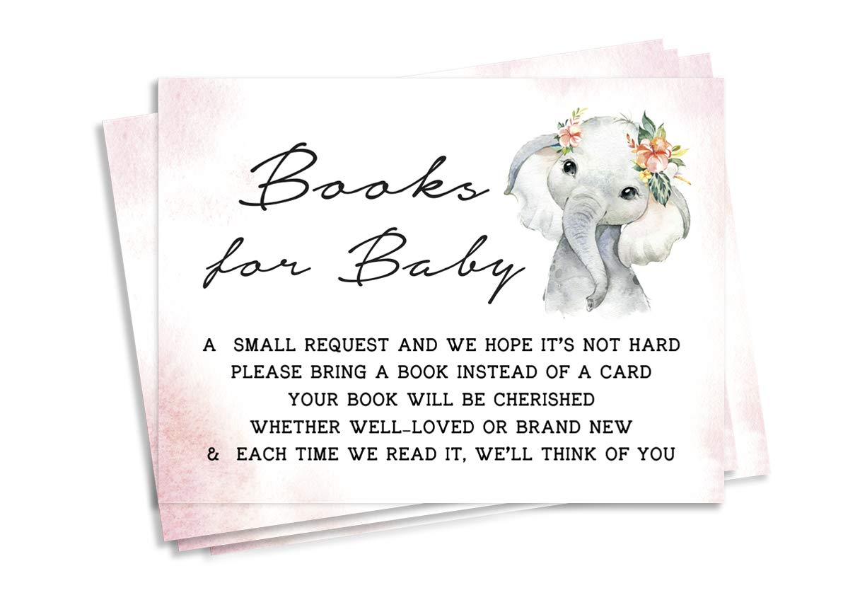 Inkdotpot 30 Baby Elephant Girl Jungle Animals Baby Shower Book Request Cards Bring A Book Instead Of A Card Baby Shower Invitations Inserts Games