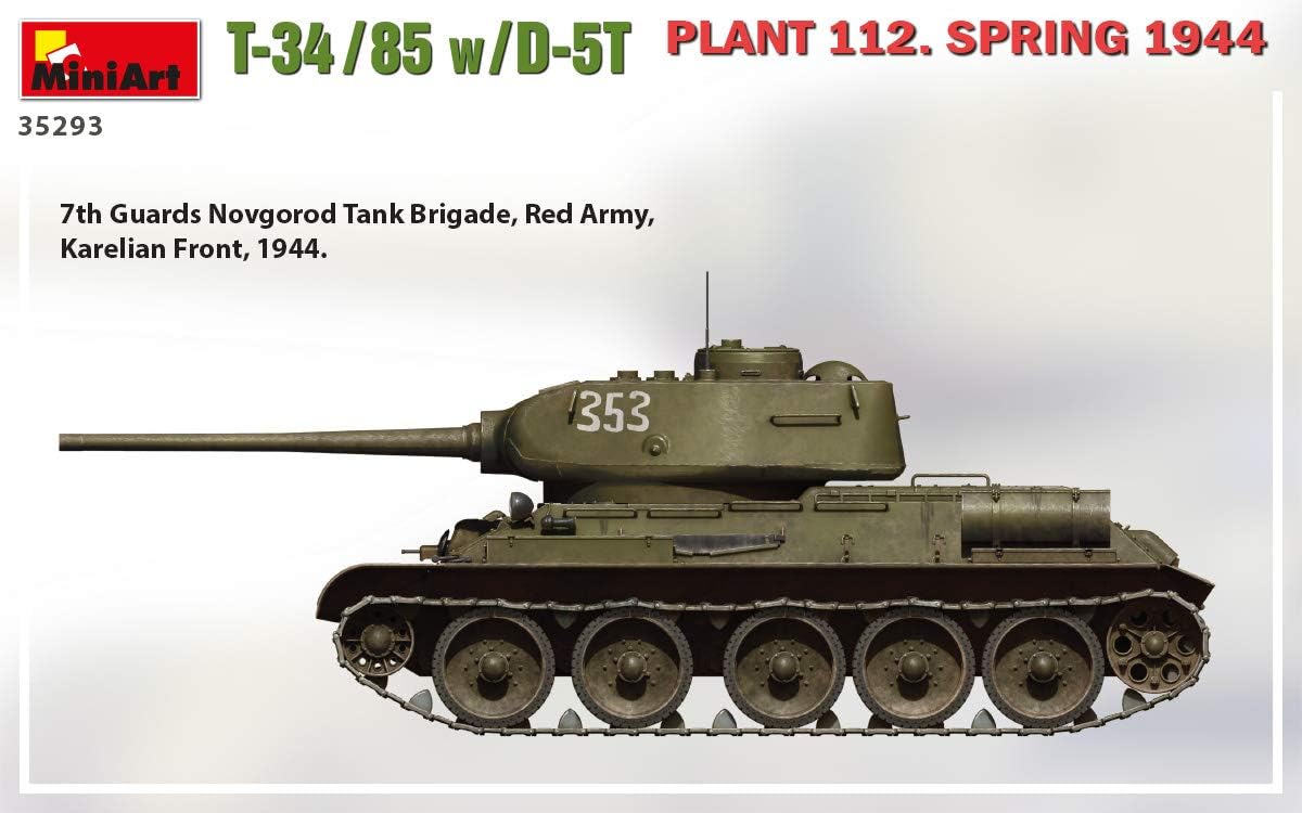 Miniart 1:35 - T-34/85 w/D-5T Plant 112 1944, グリーン, S - Image 4
