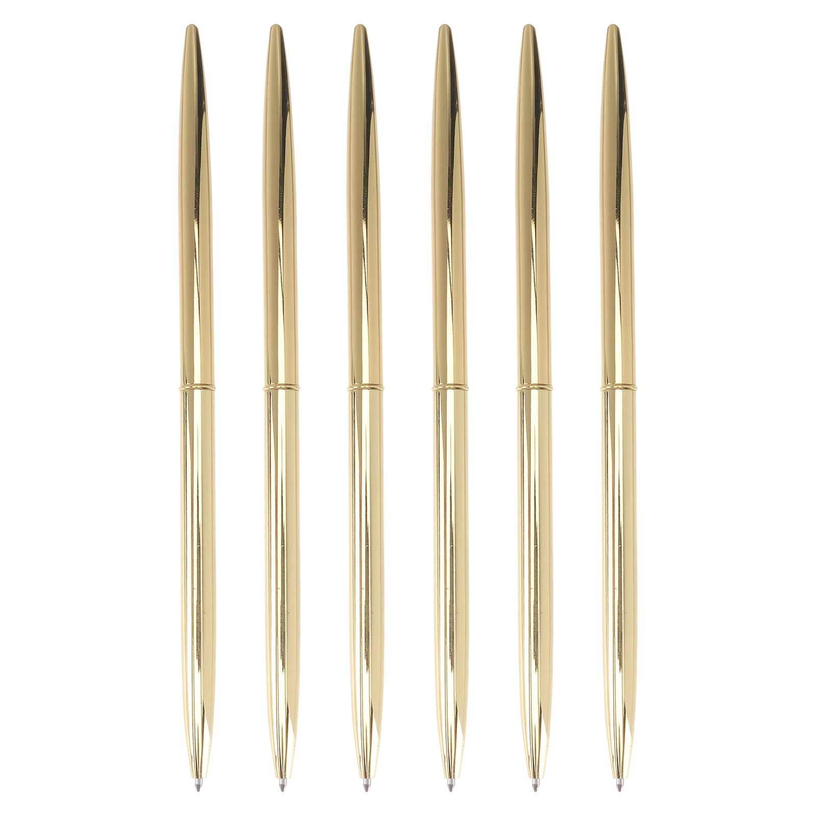 Operitacx 6pcs Rotation Metal Business Ballpoint Pen, Retractable Rollerball Black Ink Writing Pen Bulk Multipack Lightweight Metallic for School Office Supplies Bank Hotel (Gold)