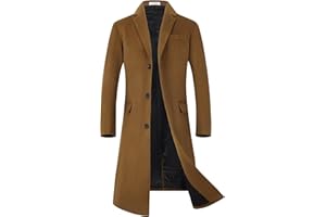 ELETOP Men's Trench Coat Winter Wool Jacket Long Business Overcoat Pea Coat