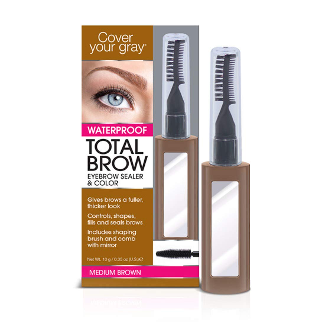 Cover Your Gray Total Brow Eyebrow Sealer, Medium Brown, 0.35 Ounce