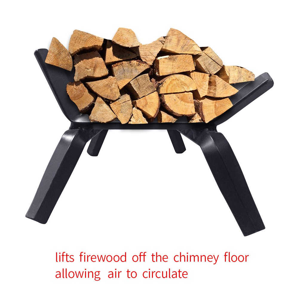Fireplace Log Grate 24 inch Wide Heavy Duty Solid Steel Indoor Chimney