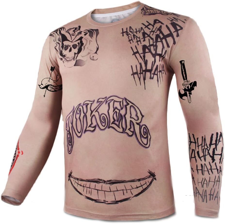 New Suicide Squad Joker Tattoo Long Sleeve Cosplay Shirt (Skin M)