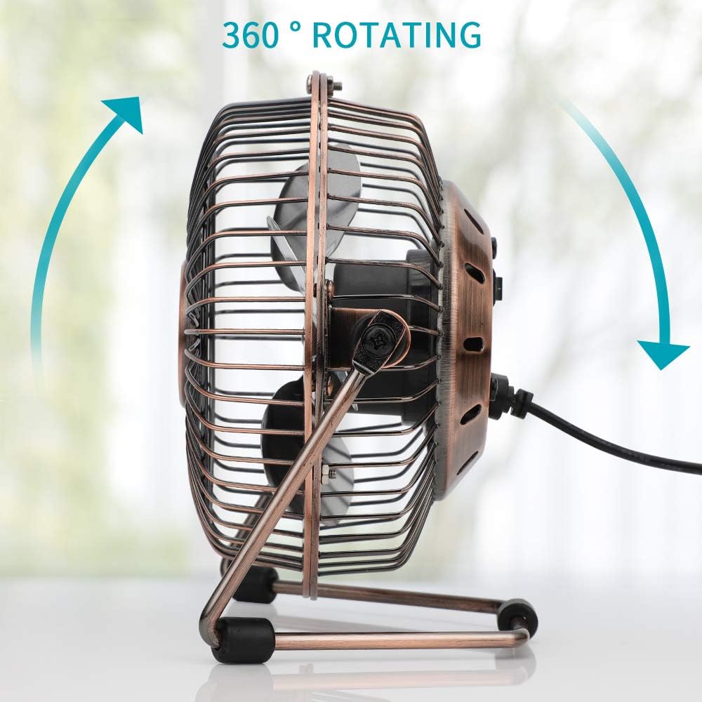 OPOLAR 4 Inch USB Small Desk Fan, Ultra-Quiet Design, with 360 Rotation, 3.8 ft Cable, Portable Cooling for Home & Office,Brown: Computers & Accessories