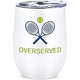 Qtencas Tennis Gifts for Women Men, Gifts for Tennis Lovers, Tenis Insulated Wine Tumbler with Lid, Christmas Birthday Gift for Tenis Lovers, 12 Oz