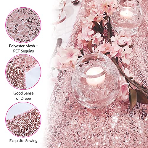 Rose Gold Table Runner,10 Pack Glitter Rose Gold Table Runner for Party Supplies Birthday Wedding Engagement Bridal Baby Shower Celebration Decorations 12 X 108 Inch Rose Gold Table Runner Sets