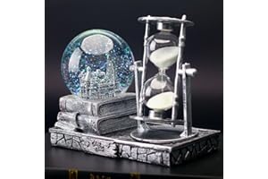 IZSSVR LED Snow Globe,Music Crysral Ball with Sand Clock Timer,Retro Style Ferris Wheel Pylon Decoration,Vintage Paris Eiffel Tower Home Decoration,for Bedroom Bureau Office(Silver - Tower)