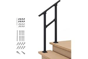 CHR CR Fence & Rail Handrails for Outdoor Steps & Indoor Stair Railing Kit, 1-2 Steps Safety Hand Rail for Porch & Deck