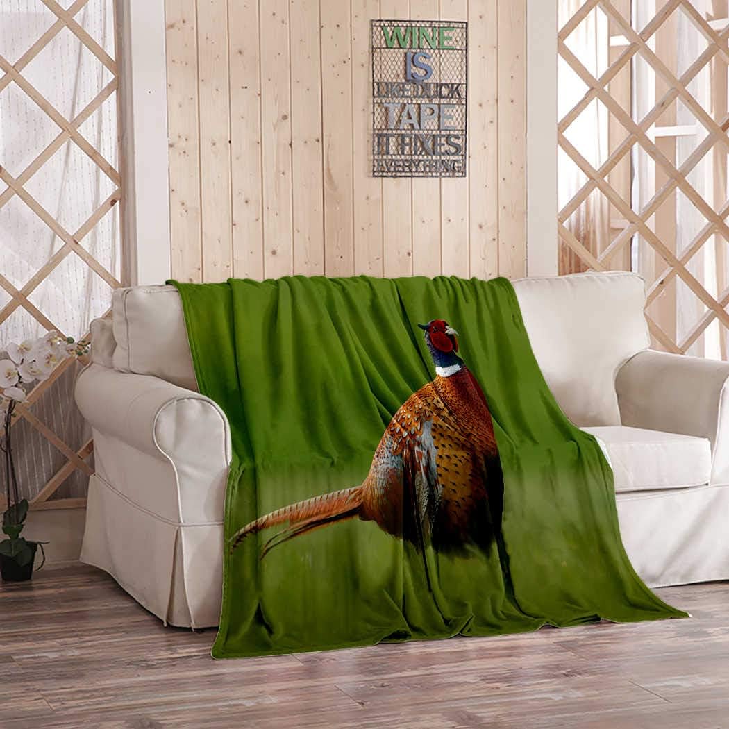 Kuidf Bird Throw Blanket Common Pheasant Long Tail The Green Grass