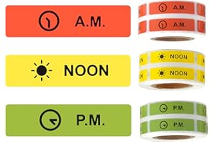 DLUGOPIS Medicine Stickers Medication Instruction Label Permanent Paper Label AM NOON PM for Pill case Planner 0.4 * 1.6inch (AM NOON PM)