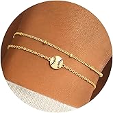 Trandoss Sport Bracelets for Women - Dainty 14K Gold Plated Soccer Football Tennis Bracelets for Women Basketball Volleyball Bracelet Baseball Pickleball Bracelet Gifts for Sports Lovers Fans Coach