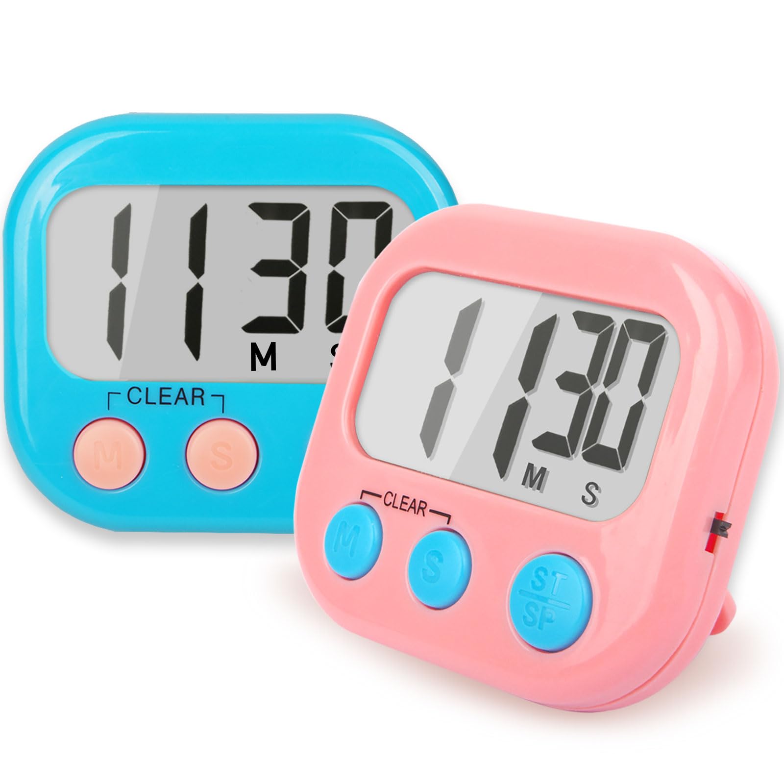 Photo 1 of 2 Pack Classroom Timers for Teachers Kids Large Magnetic Digital Timer Blue Pink